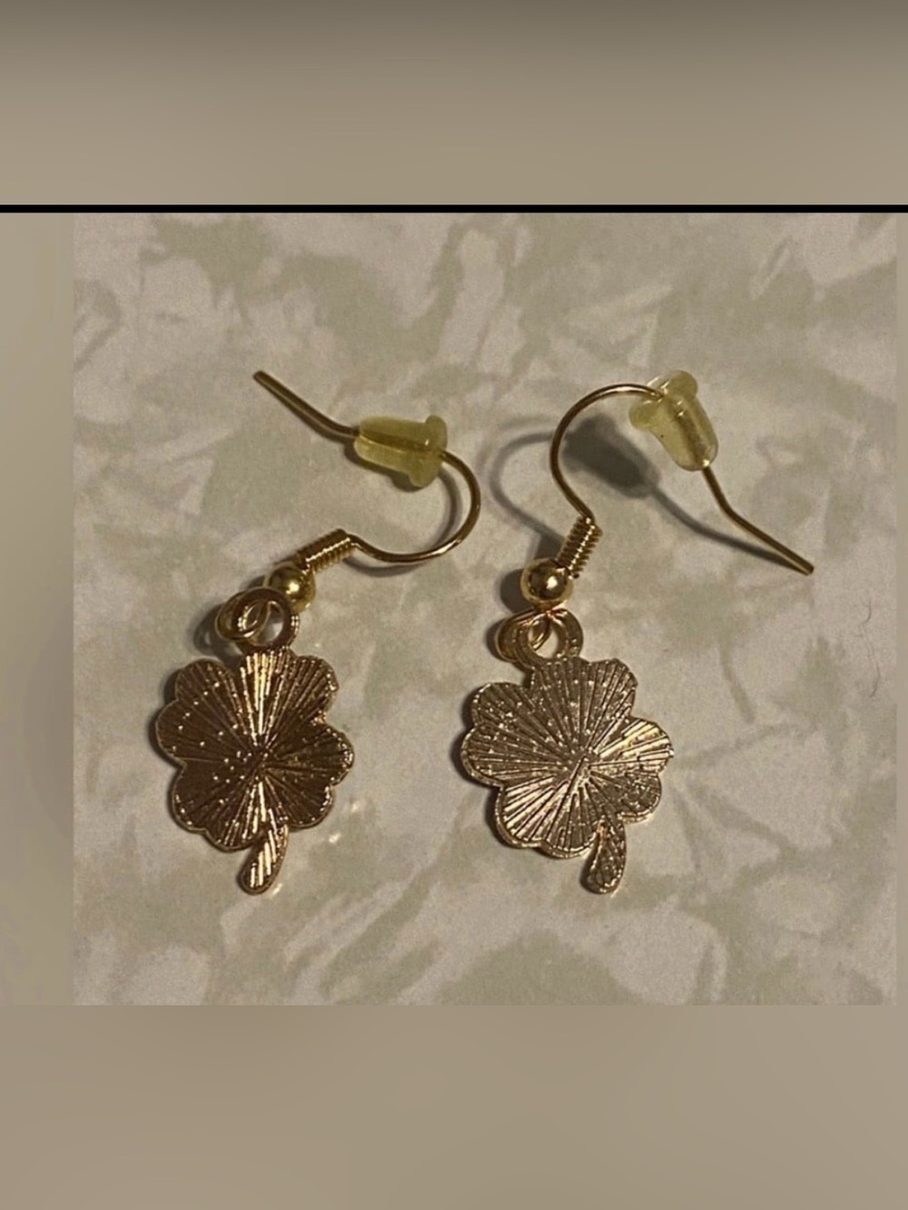 Gold Tone Green Enamel St Pattys Day Clover Pierced Earrings #6475 - Picture 3 of 8